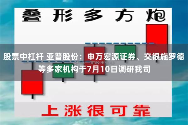 股票中杠杆 亚普股份：申万宏源证券、交银施罗德等多家机构于7月10日调研我司