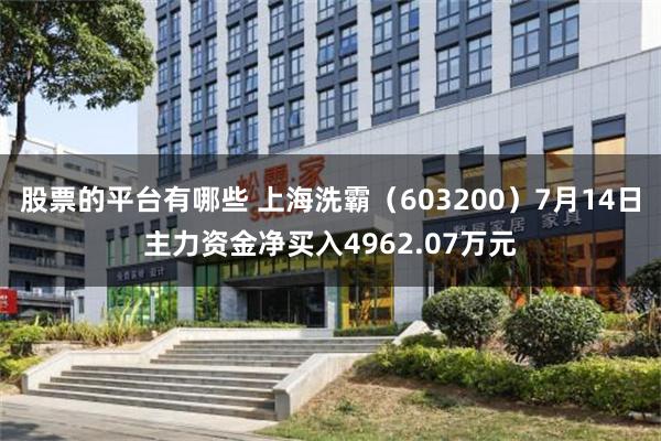 股票的平台有哪些 上海洗霸（603200）7月14日主力资金净买入4962.07万元