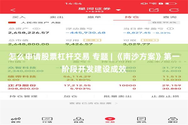 怎么申请股票杠杆交易 专题 | 《南沙方案》第一阶段开发建设成效