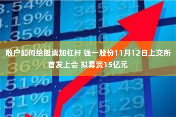 散户如何给股票加杠杆 强一股份11月12日上交所首发上会 拟募资15亿元