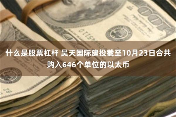 什么是股票杠杆 昊天国际建投截至10月23日合共购入646个单位的以太币