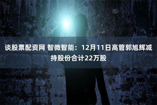 谈股票配资网 智微智能：12月11日高管郭旭辉减持股份合计22万股