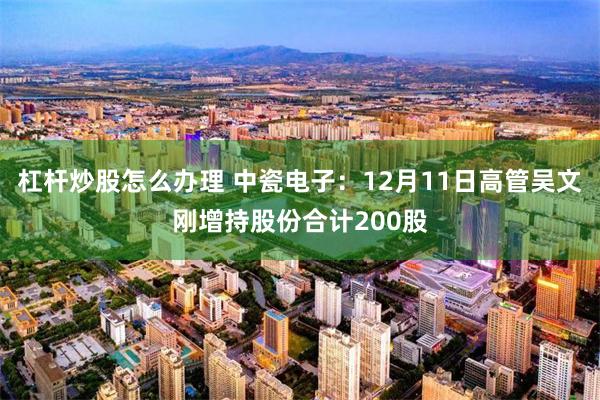 杠杆炒股怎么办理 中瓷电子：12月11日高管吴文刚增持股份合计200股