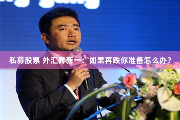 私募股票 外汇界新一：如果再跌你准备怎么办？