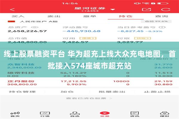 线上股票融资平台 华为超充上线大众充电地图,首批接入574座城市超充站