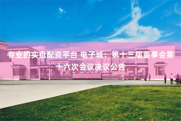 专业的实盘配资平台 电子城：第十三届董事会第十六次会议决议公告